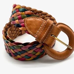 Multi-Color Weave leather Belt Bohemian Western Colorful 
1 3/4" x 36